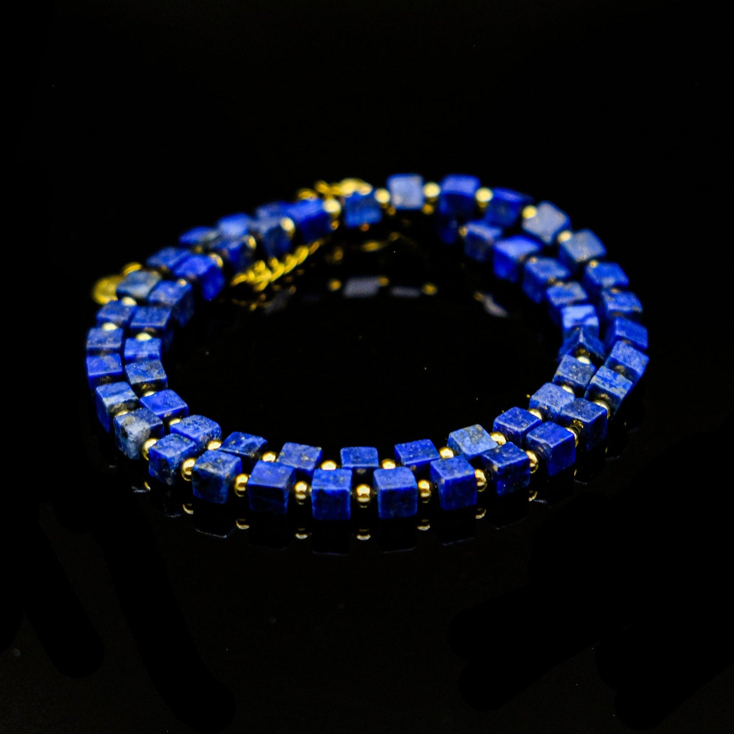 Lapis Lazuli Cube Adjustable Choker Necklace