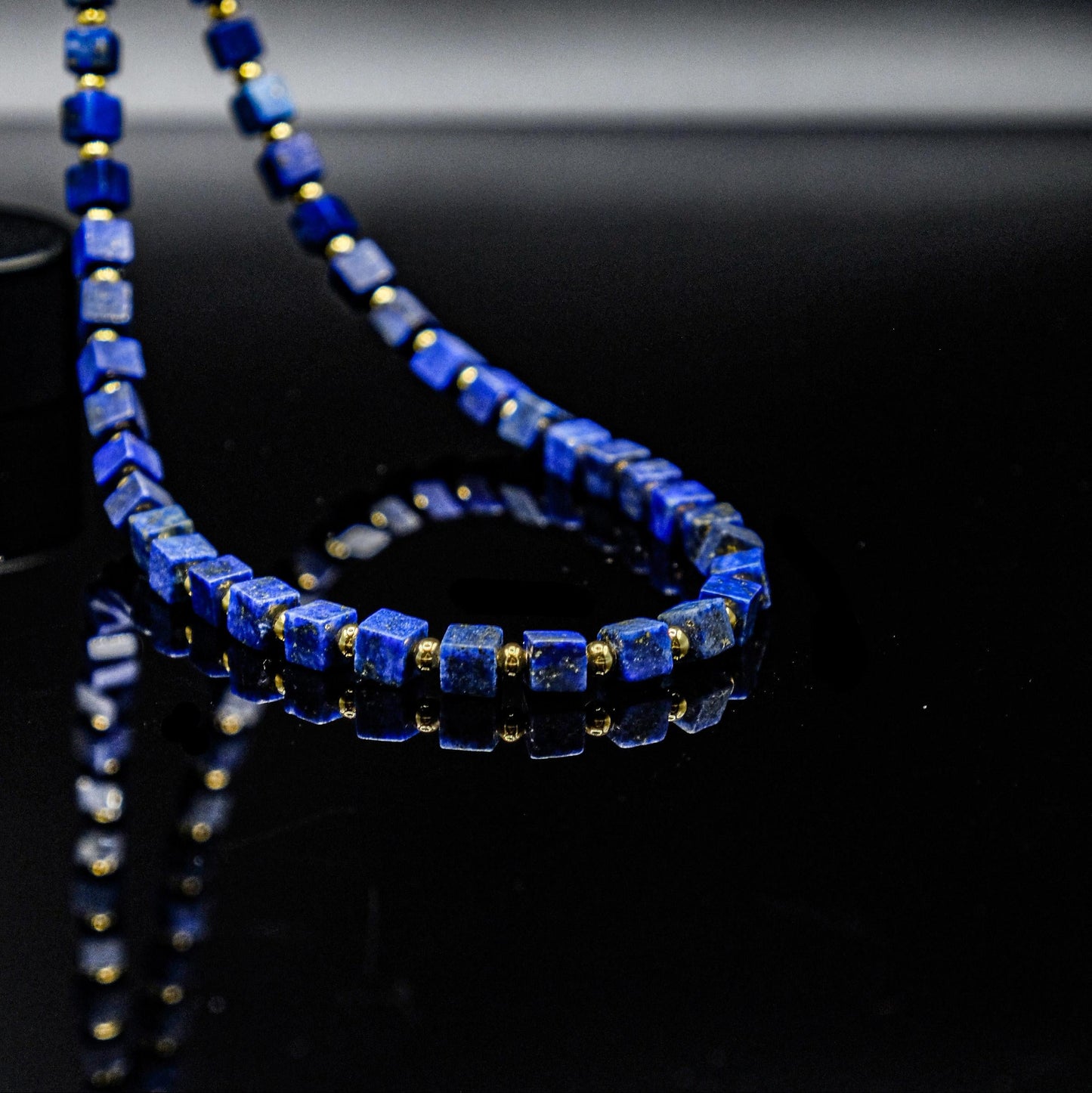 Lapis Lazuli Cube Adjustable Choker Necklace