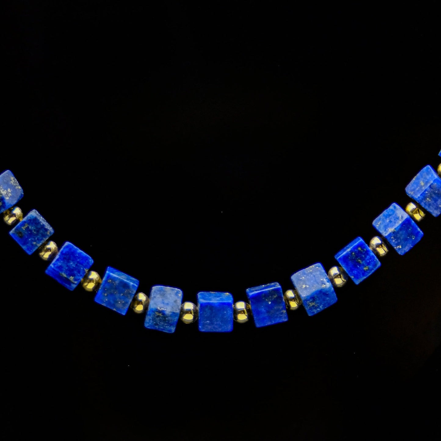 Lapis Lazuli Cube Adjustable Choker Necklace