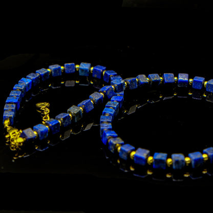 Lapis Lazuli Cube Adjustable Choker Necklace