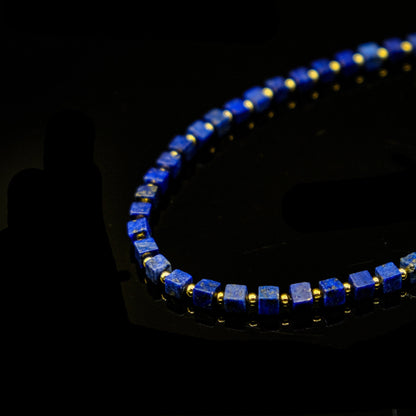 Lapis Lazuli Cube Adjustable Choker Necklace