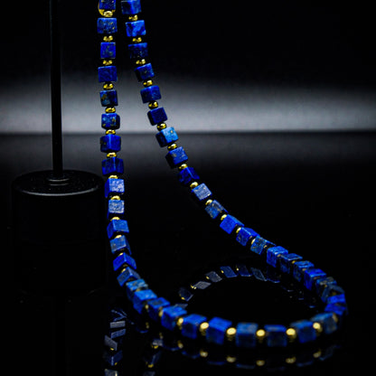 Lapis Lazuli Cube Adjustable Choker Necklace