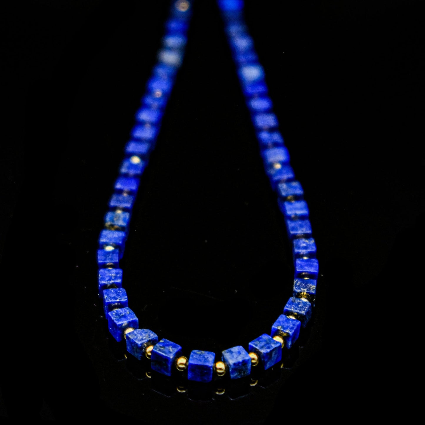 Lapis Lazuli Cube Adjustable Choker Necklace