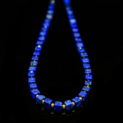 Lapis Lazuli Cube Adjustable Choker Necklace