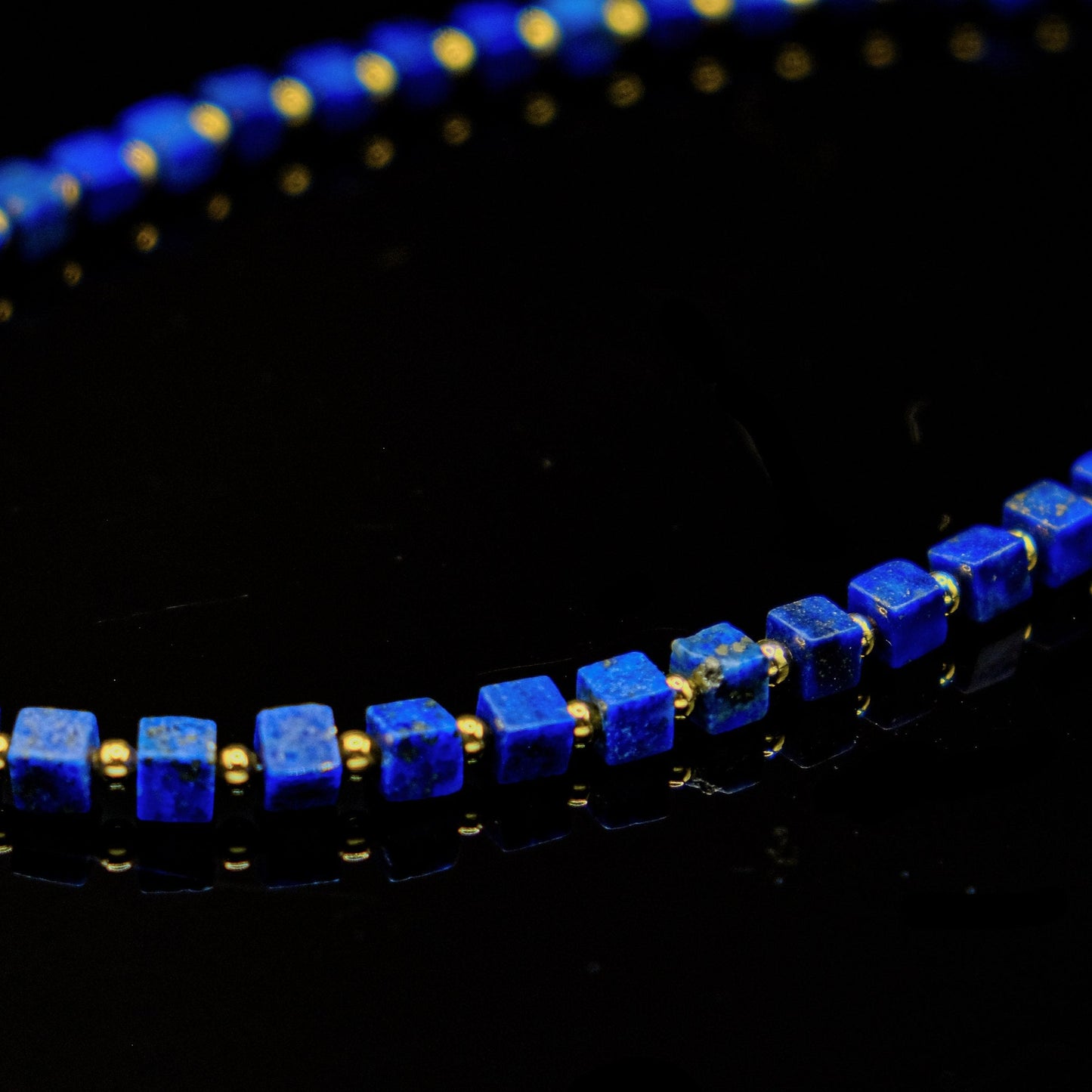 Lapis Lazuli Cube Adjustable Choker Necklace