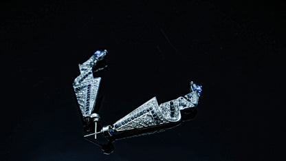 Sapphire Ribbon Elegance - Crystal Drop Earrings
