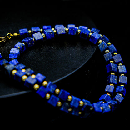 Lapis Lazuli Cube Adjustable Choker Necklace